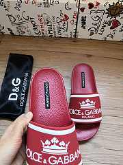 Dolce & Gabbana Crown Logo Embossed Slides Red - 5