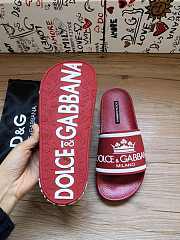 Dolce & Gabbana Crown Logo Embossed Slides Red - 2