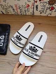 Dolce & Gabbana Crown Logo Embossed Slides White CS1884AO232 - 3