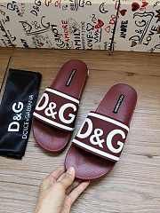 Dolce & Gabbana Logo-Strap Slides Burgundy - 6