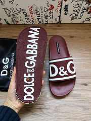 Dolce & Gabbana Logo-Strap Slides Burgundy - 5
