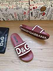 Dolce & Gabbana Logo-Strap Slides Burgundy - 3