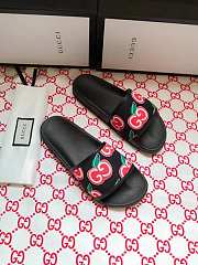 Gucci All Black GG Apple Print Slides - 5