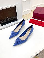 Valentino Garavani Salones Vlogo De Piel Blue - 3