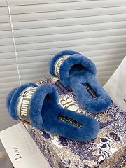 Dior Dway Slides Fur Blue - 2