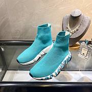 Balenciaga Speed Graffiti Trainers White Emerald Green Logo - 1