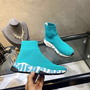 Balenciaga Speed Graffiti Trainers White Emerald Green Logo - 2