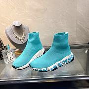 Balenciaga Speed Graffiti Trainers White Emerald Green Logo - 4