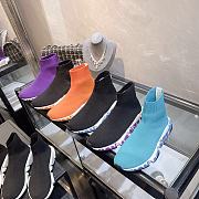 Balenciaga Speed Graffiti Trainers White Emerald Green Logo - 5