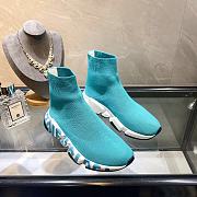 Balenciaga Speed Graffiti Trainers White Emerald Green Logo - 6