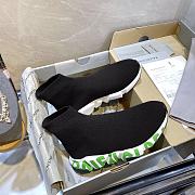 Balenciaga Speed Graffiti Trainers White Green Logo - 5