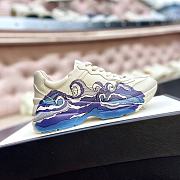 Gucci Rhyton Blue Sea Waves Leather Sneaker - 6