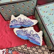 Gucci Rhyton Blue Sea Waves Leather Sneaker - 2