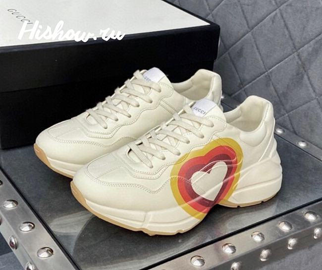 Gucci Rhyton Orange Heart Leather Sneaker - 1