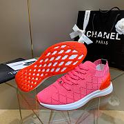 Chanel Pink Knit Fabric CC Low-Top Sneakers - 5