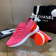 Chanel Pink Knit Fabric CC Low-Top Sneakers - 3