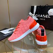 Chanel Red Knit Fabric CC Low-Top Sneakers - 5