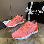 Chanel Red Knit Fabric CC Low-Top Sneakers - 6