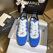 Chanel Blue White Knit Fur CC Low-Top Sneakers - 6