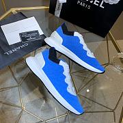 Chanel Blue White Knit Fur CC Low-Top Sneakers - 5