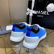 Chanel Blue White Knit Fur CC Low-Top Sneakers - 4