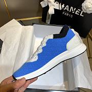 Chanel Blue White Knit Fur CC Low-Top Sneakers - 3