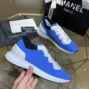 Chanel Blue White Knit Fur CC Low-Top Sneakers - 2