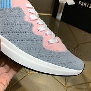 Chanel Pink Grey Knit Fur CC Low-Top Sneakers - 6