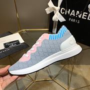 Chanel Pink Grey Knit Fur CC Low-Top Sneakers - 5