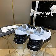 Chanel White Black Knit Fur CC Low-Top Sneakers - 3
