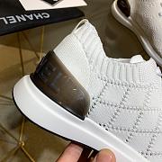 Chanel White Knit Fabric CC Low-Top Sneakers - 6