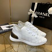 Chanel White Knit Fabric CC Low-Top Sneakers - 3