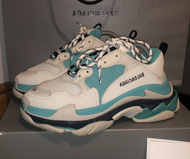 Balenciaga Triple S White Grey Turquoise - 1
