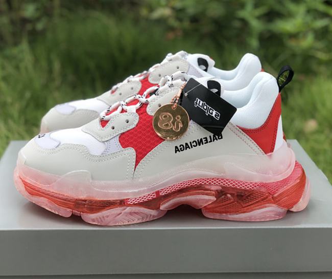 Balenciaga Triple S Clear Sole White Red 544351 W09OH 6506 - 1