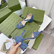 Gucci Women's Sandal with Horsebit GG Blue Jeans - 6