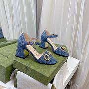 Gucci Women's Sandal with Horsebit GG Blue Jeans - 2