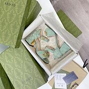 Gucci Women's Sandal with Horsebit GG Turquoise Jeans - 6