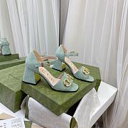 Gucci Women's Sandal with Horsebit GG Turquoise Jeans - 5