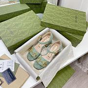 Gucci Women's Sandal with Horsebit GG Turquoise Jeans - 2