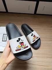 Gucci Black White Mickey Slide Sandals - 6