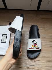 Gucci Black White Mickey Slide Sandals - 3