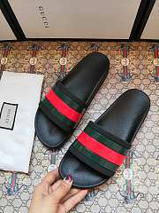 Gucci Black Rubber Web Slide Sandals - 5