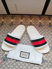 Gucci White Rubber Web Slide Sandals - 6