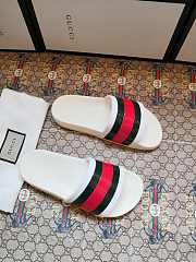 Gucci White Rubber Web Slide Sandals - 2