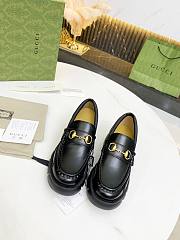 Gucci Leather Lug Sole Horsebit Loafer Black Shiny Leather 577236 DS800 1000 - 6