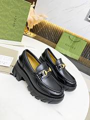 Gucci Leather Lug Sole Horsebit Loafer Black Shiny Leather 577236 DS800 1000 - 5