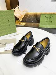 Gucci Leather Lug Sole Horsebit Loafer Black Shiny Leather 577236 DS800 1000 - 3