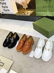 Gucci Leather Lug Sole Horsebit Loafer Cuir Shiny Leather - 5