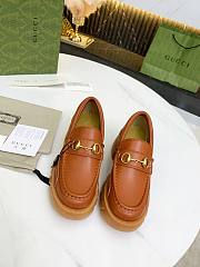 Gucci Leather Lug Sole Horsebit Loafer Cuir Shiny Leather - 3