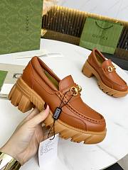 Gucci Leather Lug Sole Horsebit Loafer Cuir Shiny Leather - 2